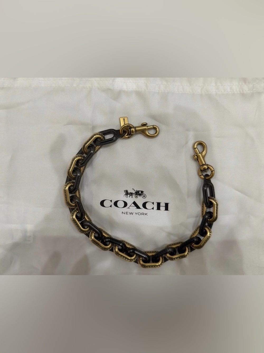 Authentic Coach Link Chain Strap – Brass/Pewter